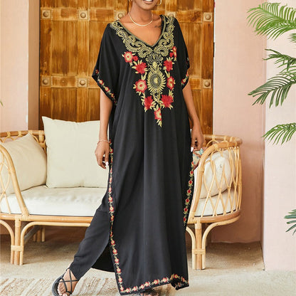 Ladies elegant kaftan with intricate floral embroidery Ivyshape