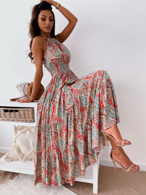 Women's maxi dress with tailored cut and ruffle Ivyshape