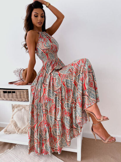 Women's maxi dress with tailored cut and ruffle Ivyshape