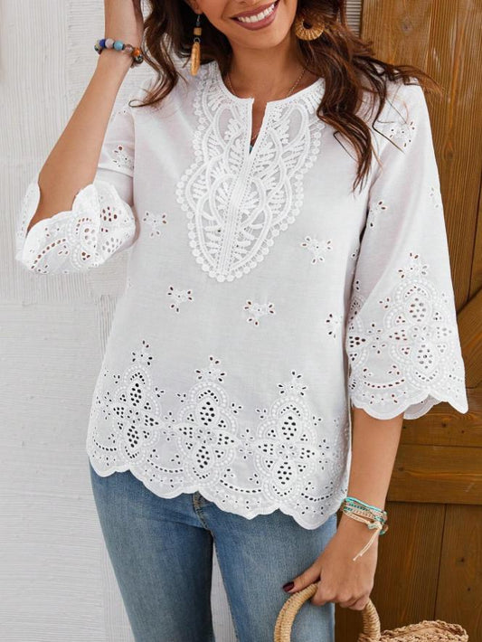Ladies blouse with intricate embroidery Ivyshape