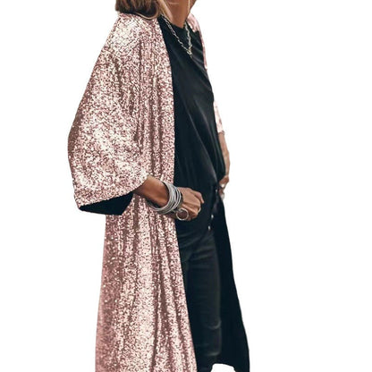 Ladies glittering kimono-style overlay with wide sleeves Ivyshape