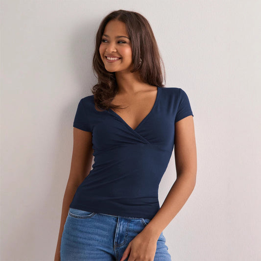 Ladies Stylish Wrap V-Neck Top Ivyshape