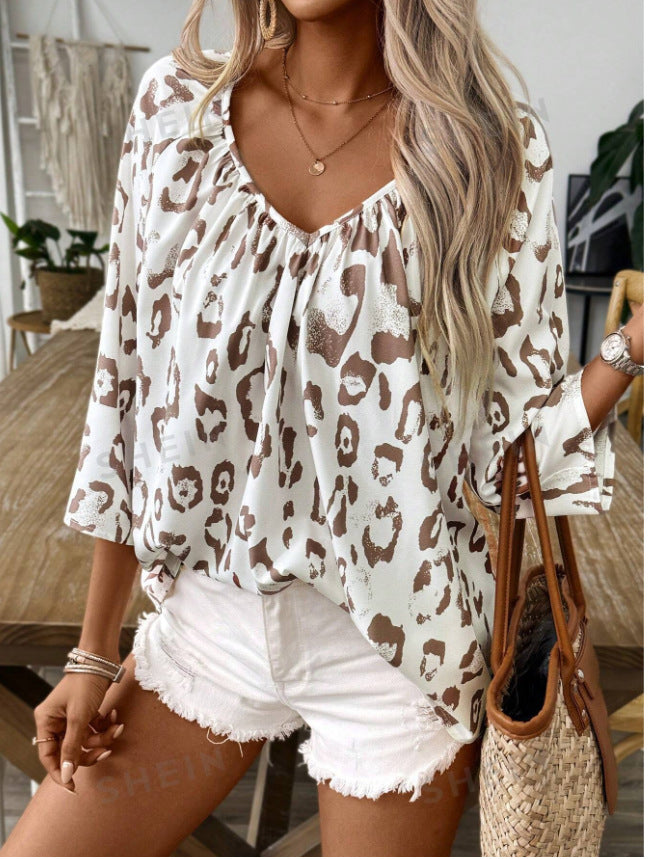 Ladies Light Animal Print Blouse Ivyshape