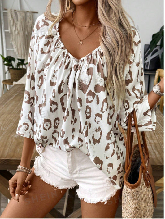 Ladies Light Animal Print Blouse Ivyshape