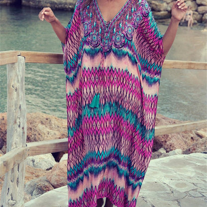 Women's kaftan with artistic ethnic design and casual cut Ivyshape