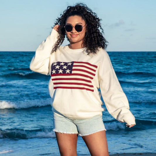 Women's sweatshirt with American flag in casual style Ivyshape
