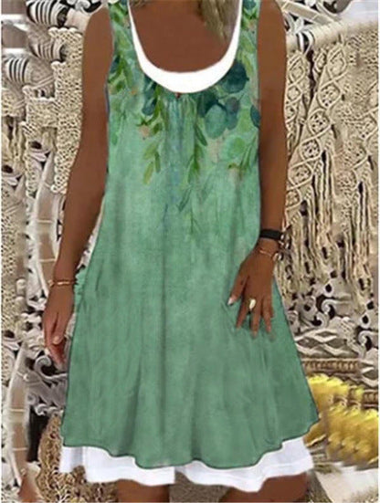 Women's Floral Print Sleeveless Beach Dress Ivyshape
