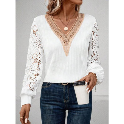 Women's blouse with lace sleeves Ivyshape