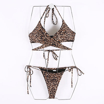 Women's triangle bikini with sophisticated wrap design and animal print Ivyshape