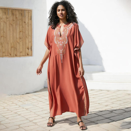Women's high-quality kaftan robe with elegant embroidery Ivyshape
