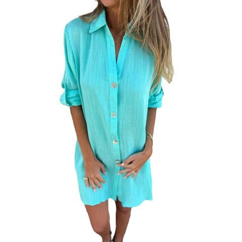 Women's Chic Button Closure Shirt Dress Ivyshape