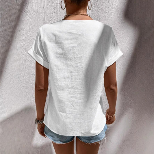 Ladies top with decorative embroidery design Ivyshape