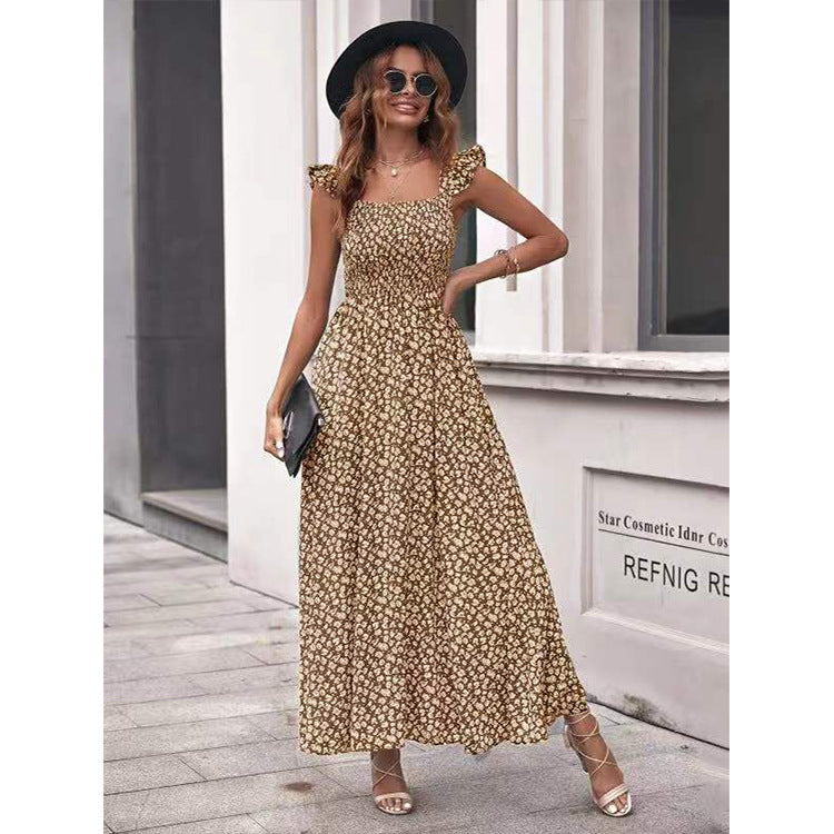 Women’s maxi dress with floral ruffle details and casual cut Ivyshape