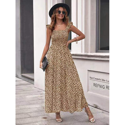 Women’s maxi dress with floral ruffle details and casual cut Ivyshape
