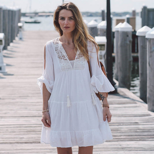 Ladies airy beach dress with raglan sleeves Ivyshape