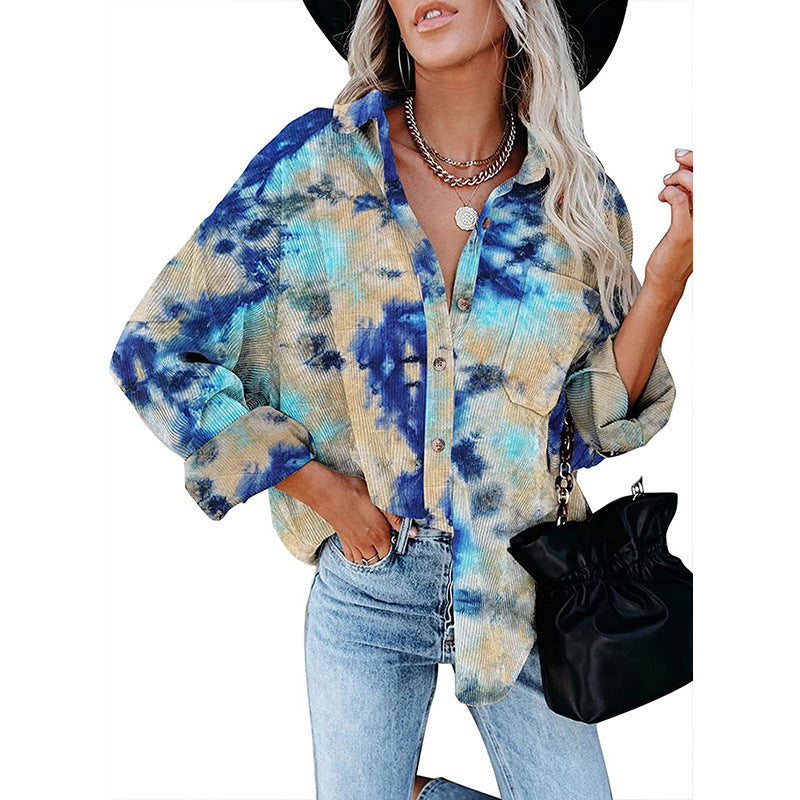 Women's casual oversized shirt blouse made of cord Ivyshape