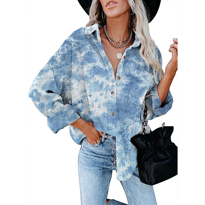 Women's casual oversized shirt blouse made of cord Ivyshape