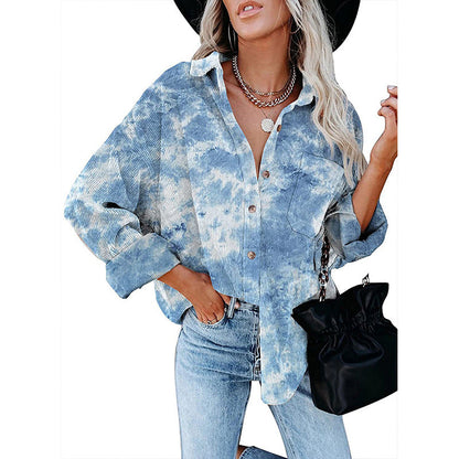 Women's casual oversized shirt blouse made of cord Ivyshape