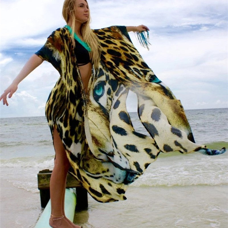 Women's Kaftan Cover-Up with Lively Animal Design Ivyshape
