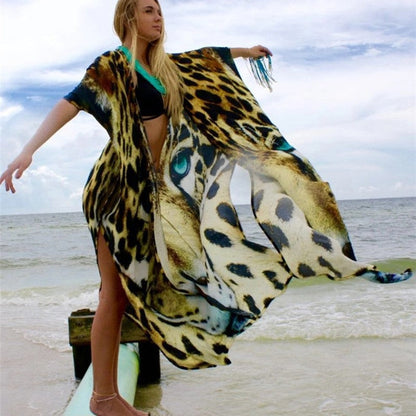 Women's Kaftan Cover-Up with Lively Animal Design Ivyshape