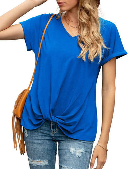Women's Knot V-Neck Casual Top Ivyshape
