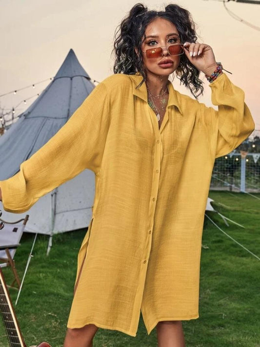 Women casual shirt dress Ivyshape
