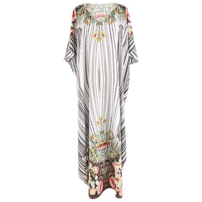 Women's beach dress with floral design and airy sleeves Ivyshape