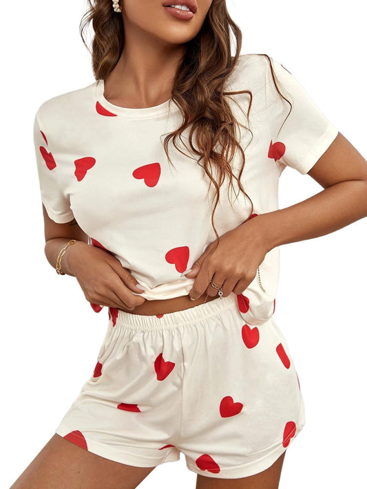 Women's Heart Print Lounge Set Ivyshape