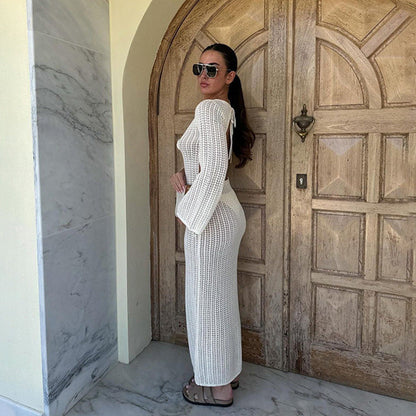 Women's Maxi Dress with Unusual Crochet Pattern Ivyshape