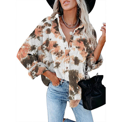 Women's casual oversized shirt blouse made of cord Ivyshape