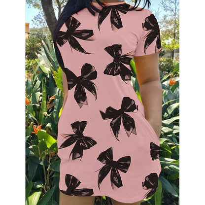 Women's casual dress with elegant bow pattern Ivyshape