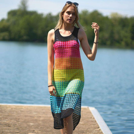 Women's Loose Beach Summer Dress in Colorful Fabric Style Ivyshape