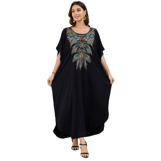 Women's maxi dress with elegant peacock fashion Ivyshape