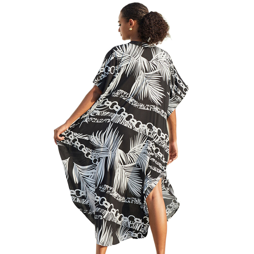 Women's kaftan dress with modern batik design and wide-cut sleeves Ivyshape