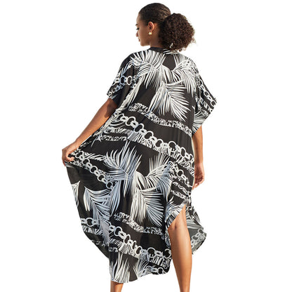 Women's kaftan dress with modern batik design and wide-cut sleeves Ivyshape