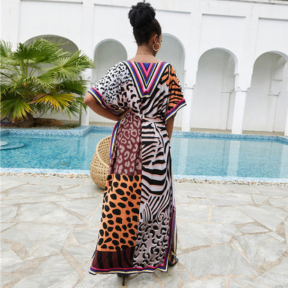 Women's Maxi Dress with Colorful Patchwork Design Ivyshape