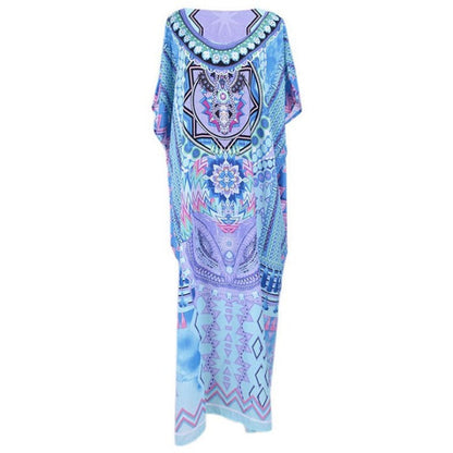 Women's elegant maxi kaftan with elaborate ethnic design and side slits Ivyshape