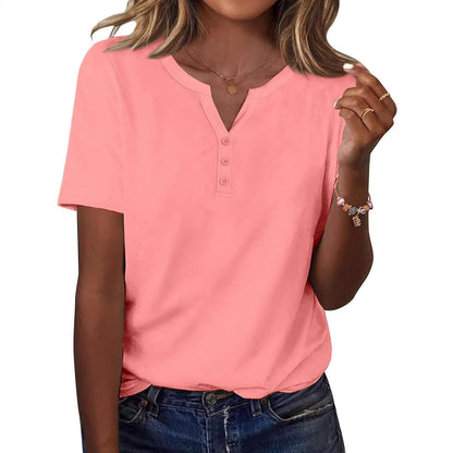 Women's Button-Up Henley T-Shirt Ivyshape
