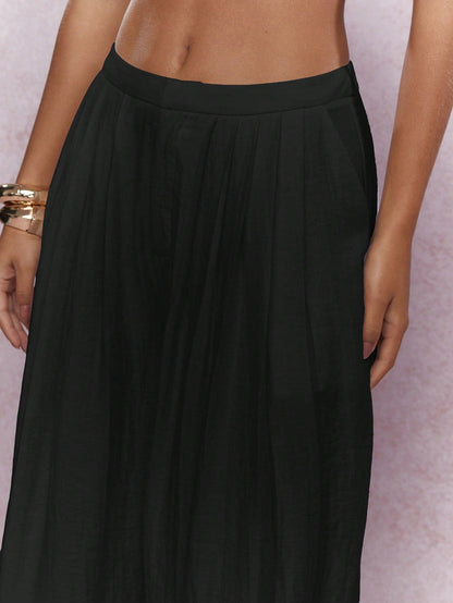 Ladies Elegant Pleated Maxi Skirt Ivyshape