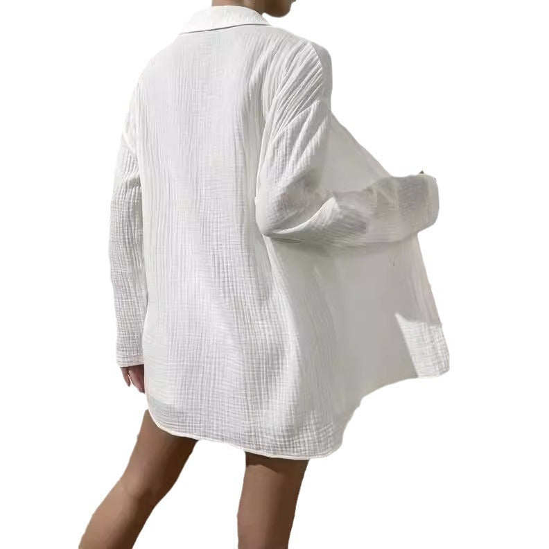 Women's Casual Short Jumpsuit with Shirt Collar and Rolled Sleeves Ivyshape
