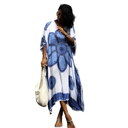 Women's Airy Beach Dress with Artistic Mandala Pattern Ivyshape