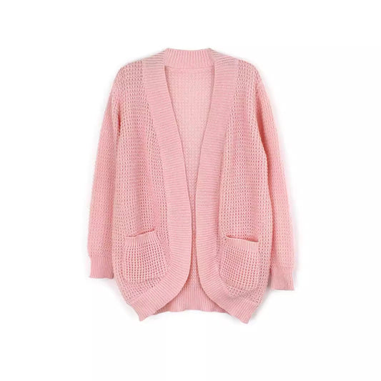 Women casual knit cardigan with practical pockets and open design Ivyshape