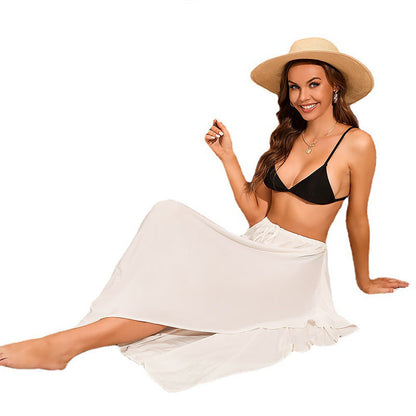 Ladies airy beach dress with asymmetric cut and adjustable strap Ivyshape