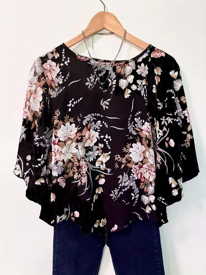 Women's chiffon blouse with floral pattern Ivyshape