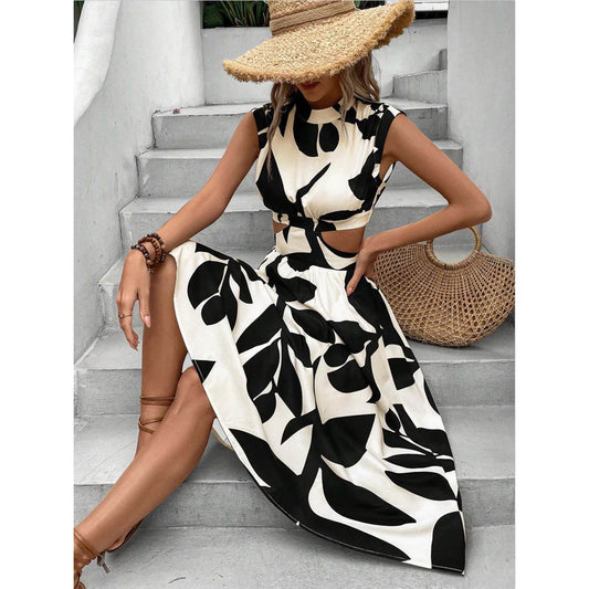 Ladies Boho-chic Maxi Dress with Cut-Outs Ivyshape