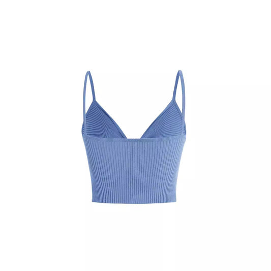 Women's elastic crop top with knot detail and fine rib pattern Ivyshape