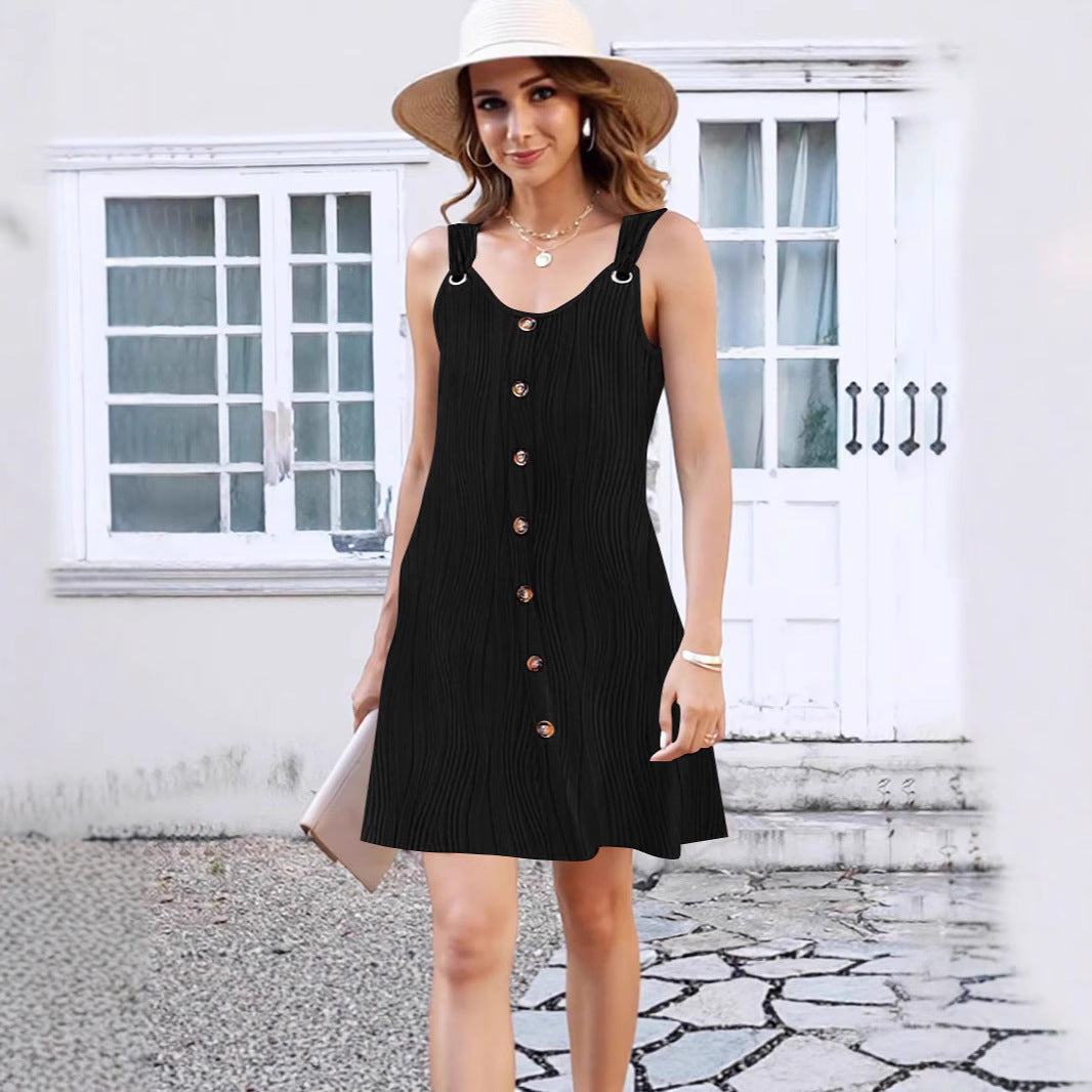 Women Casual Button-Down A-Line Dress Ivyshape