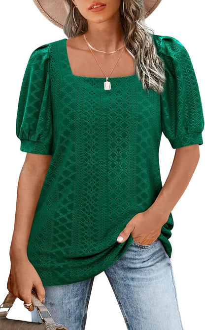 Ladies Elegant Puff Sleeve Blouse Ivyshape