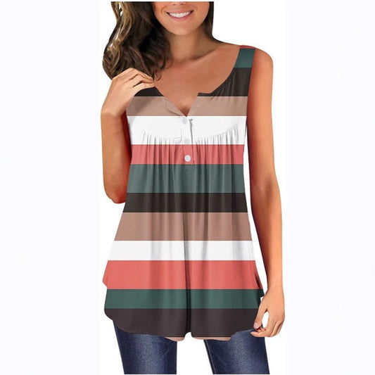 Women's striped sleeveless tunic top Ivyshape