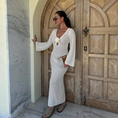Women's Maxi Dress with Unusual Crochet Pattern Ivyshape